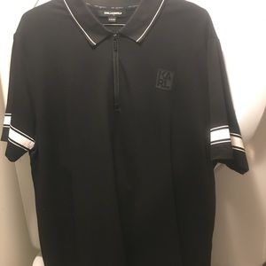 Karl Lagerfeld black shirt NEW with white striping details & logo XL